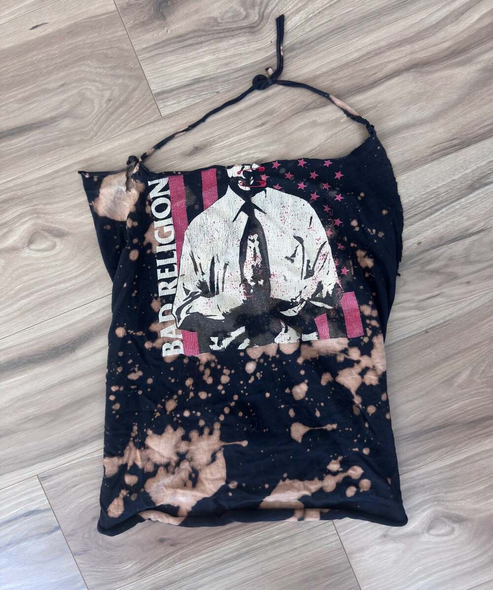Bad Religion Bleach Wash DIY Distressed Halter Top